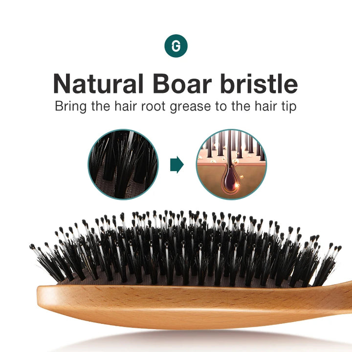 MR.GREEN Boar Bristle Hair Brush & Natural Beech Comb