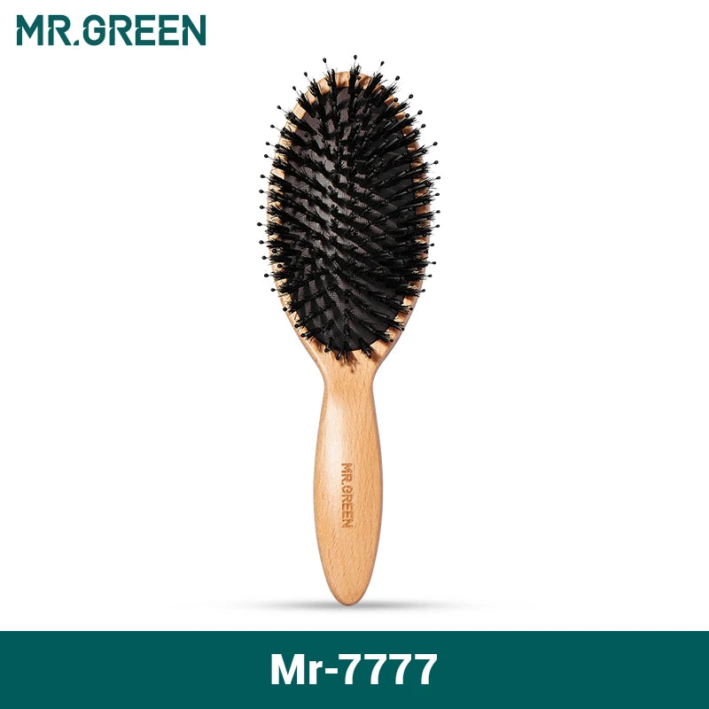 MR.GREEN Boar Bristle Hair Brush & Natural Beech Comb