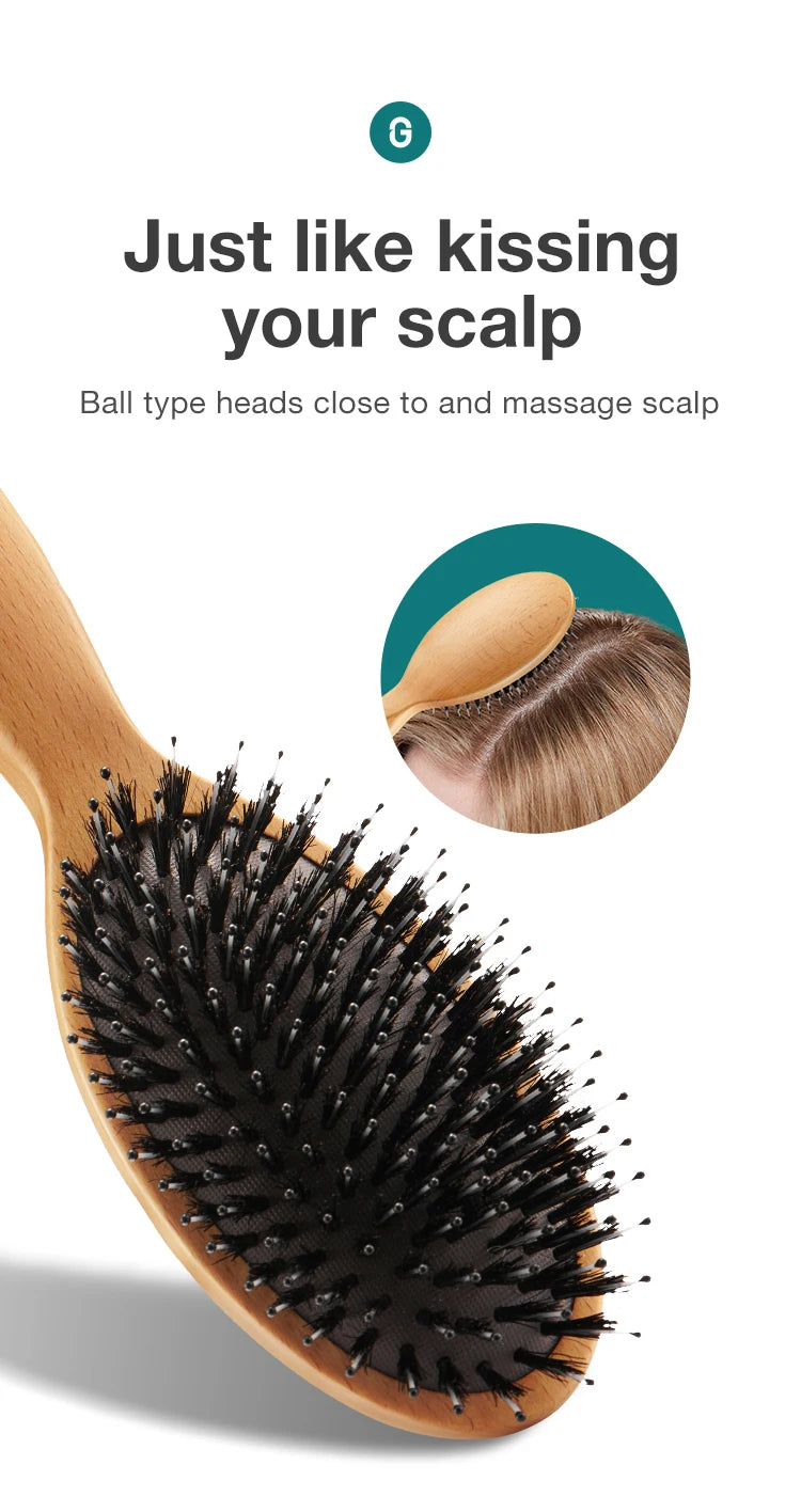 MR.GREEN Boar Bristle Hair Brush & Natural Beech Comb